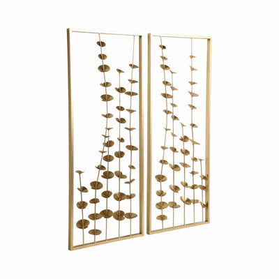 S/2 32 Small Blooms Metal Wall Panels, Gold