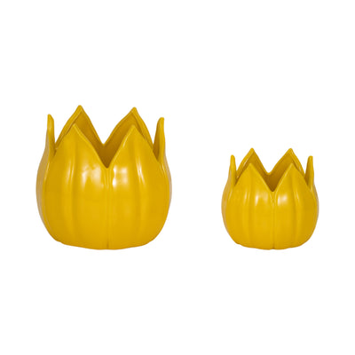 S/2 5/8 Petal Planters, Yellow