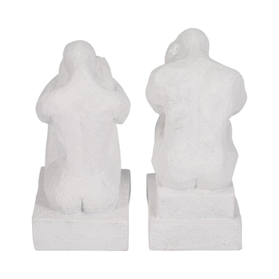 S/2 7 Thinking Man Bookends, White