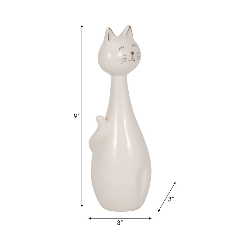 9 Sitting Kitty, White/gold