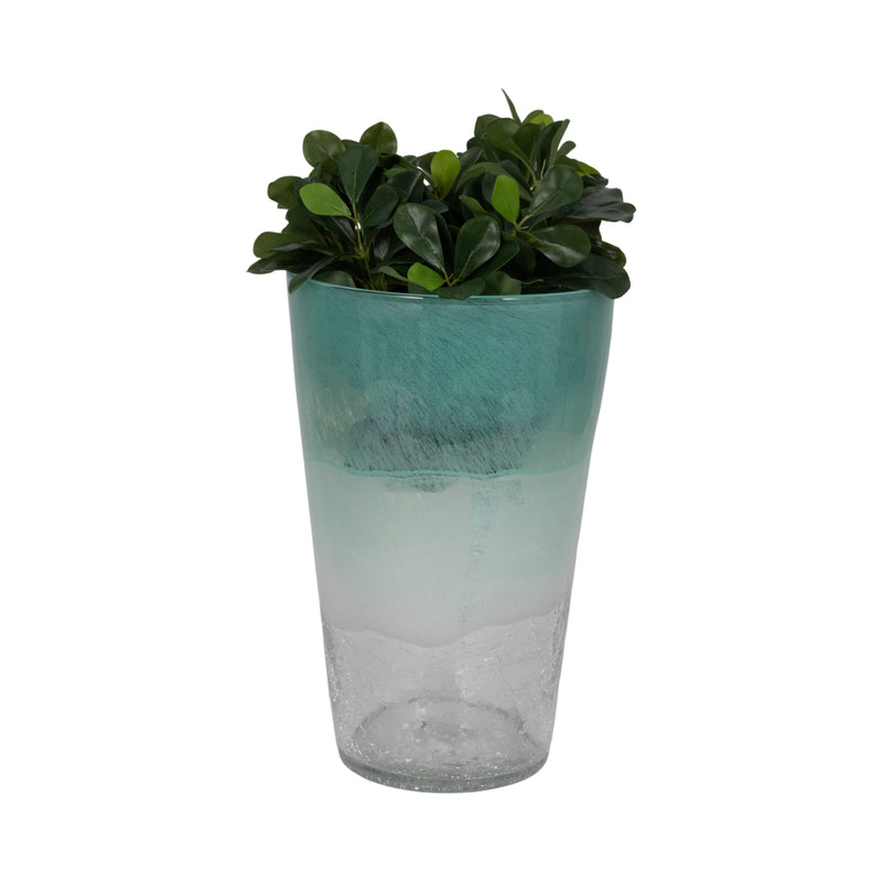 14 Fluted Glass Vase, Aqua Haze