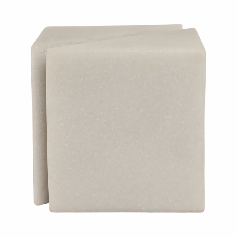 4 Cut Marble Cube, White