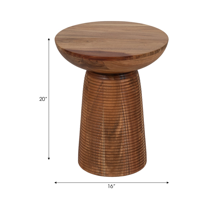 20 Grooved Base Wood Accent Table, Natural