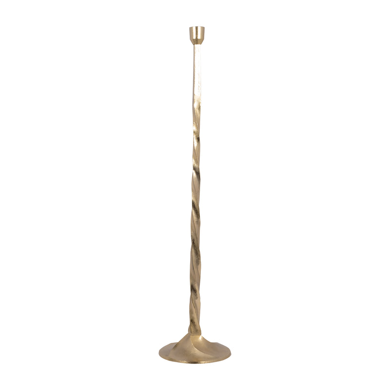 METAL, 36 TWISTED FLOOR TAPER CANDLEHOLDER, GOLD