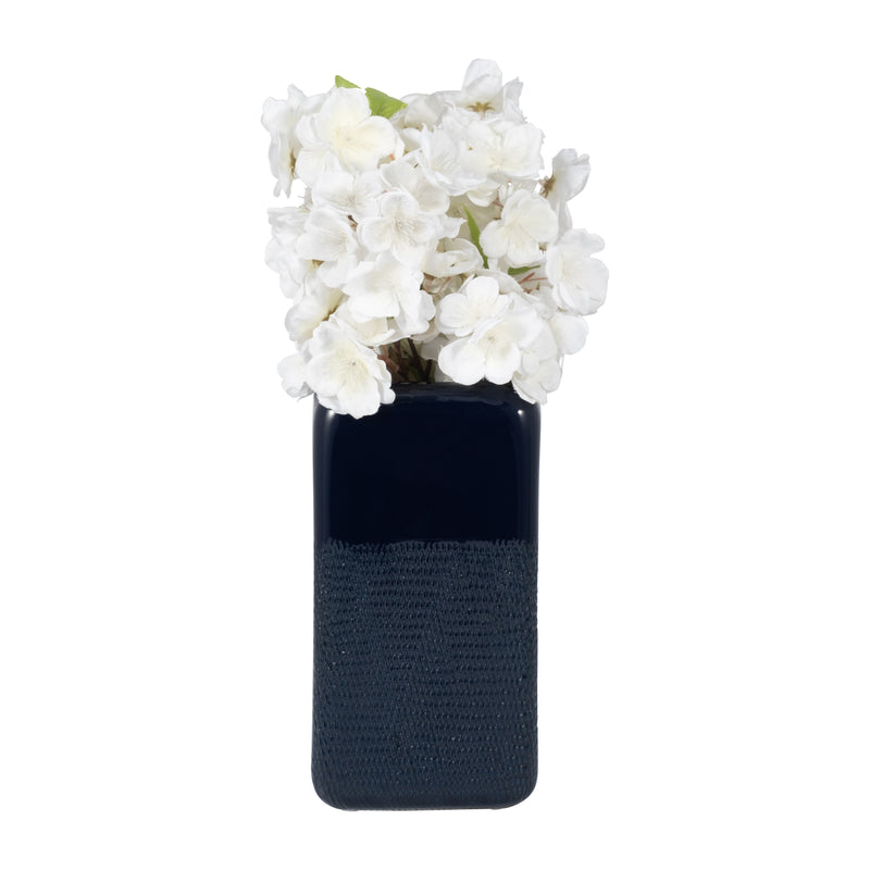 CER, 10 SQUARED GROOVED VASE, NAVY BLUE