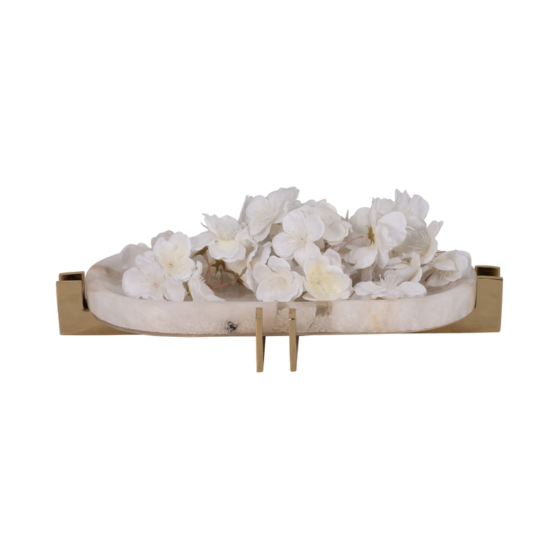 Quartz, 14 White Tray With Gold Details, White/go