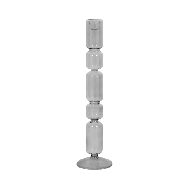 14 Mixed Bubble Taper Candleholder, Smoke