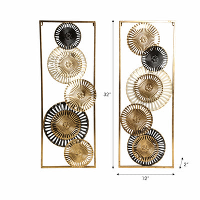 S/2 32 Pierced Disc Metal Wall Panels, Gold Multi