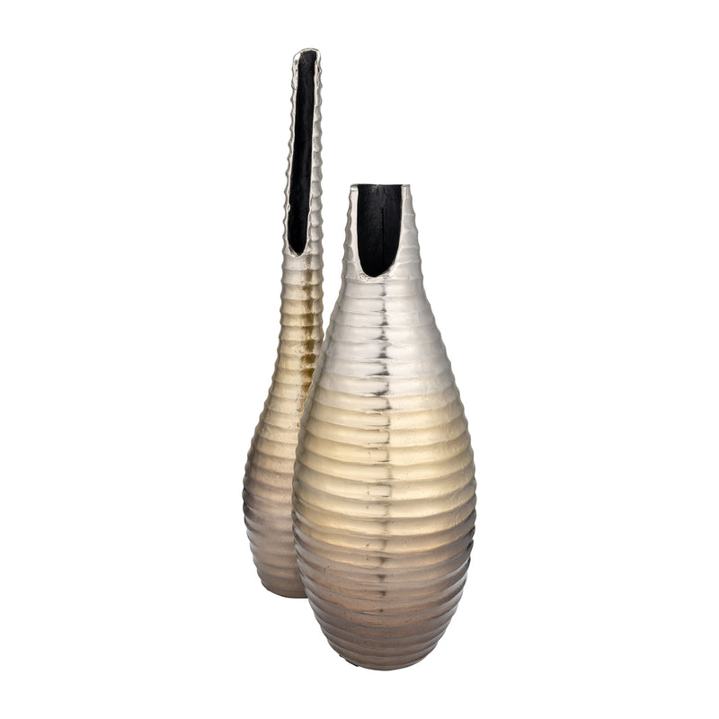 METAL,26,SHELL ELONGATED VASE,GOLD