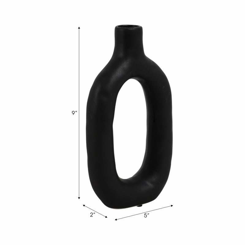 CER, 9 TEXTURED CUT-OUT VASE, BLACK