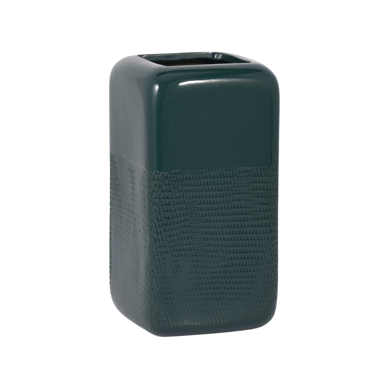 CER, 10 SQUARED GROOVED VASE, FOREST GREEN