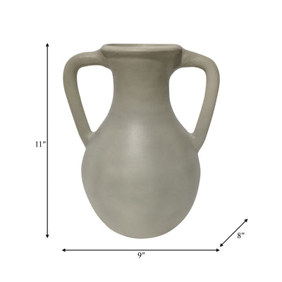 TERRACOTTA, 11 JUG VASE W/ HANDLES, SAGE GREEN