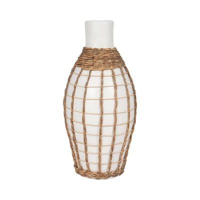 TERRACOTTA, 18H BOTTLE VASE, WHITE/BROWN