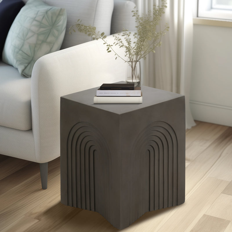 Concrete, 18 Arches In Square Accent Table, Dark