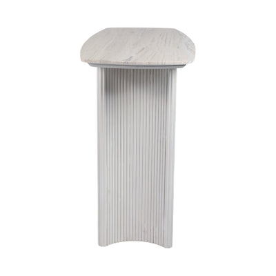 60catalina Travertine&fluted Wood Console Tble/kd