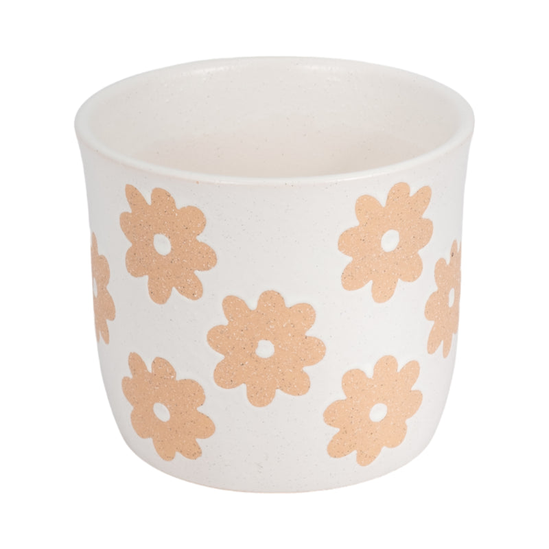 6 Flower Power Planter, White/tan