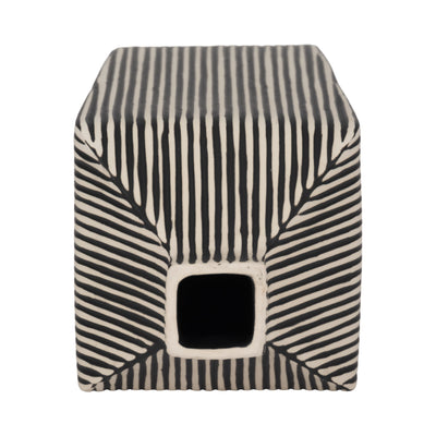 11 Lines Square Vase, Black/white