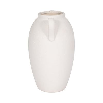 CER, 13 TEXTURED JUG W/ HANDLES, WHITE