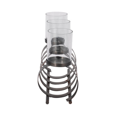 13 Slinky 3-pillar Candle Holder, Zinc