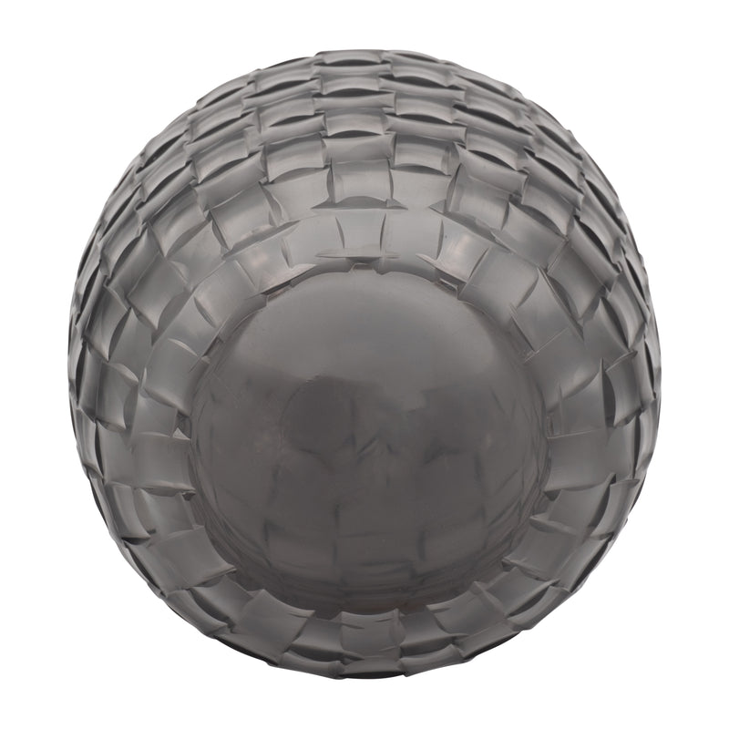 Jordan Glass, 9 Woven Finish Vase, Gray