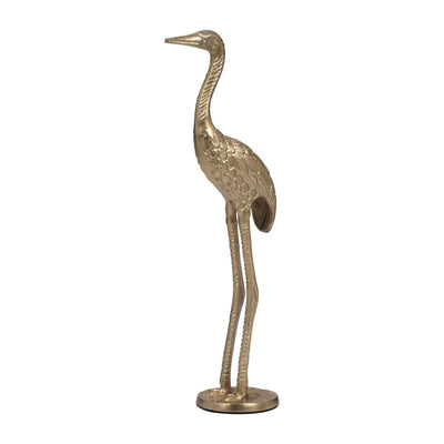 Metal, 16 Standing Crane, Gold