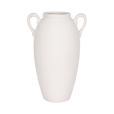 CER, 16 TEXTURED JUG W/ HANDLES, WHITE