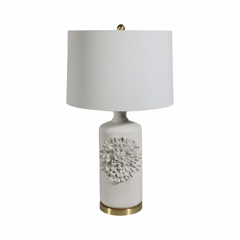 29 Dahlia Flower Applique Table Lamp, Cream/gold