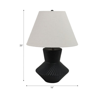 23 Ribbed Totem Table Lamp, Black/white