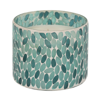 Glass, 5 26 Oz Mosaic Scented Candle, Blue Multi