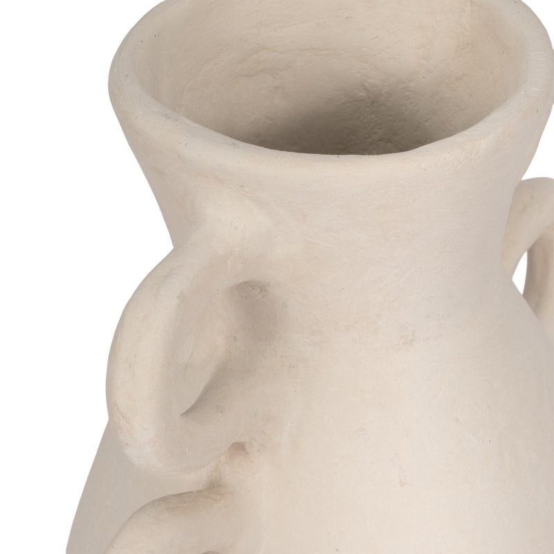 12 Vase With 4 Handles, Paper Mache, Ivory