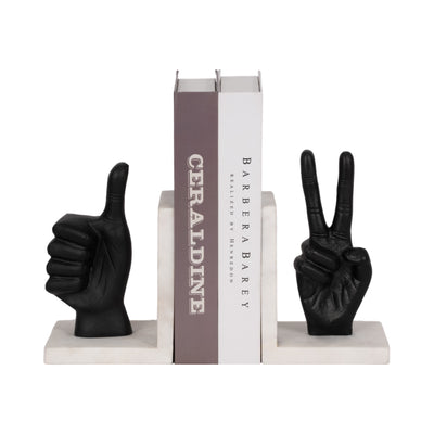 S/2 HAND SIGN BOOKENDS, BLACK