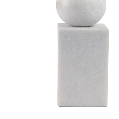 12x3 Chunky Marble Taper Holder, White