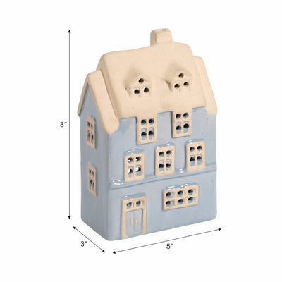 8x5 Homestead House Tealight Holder, Blue