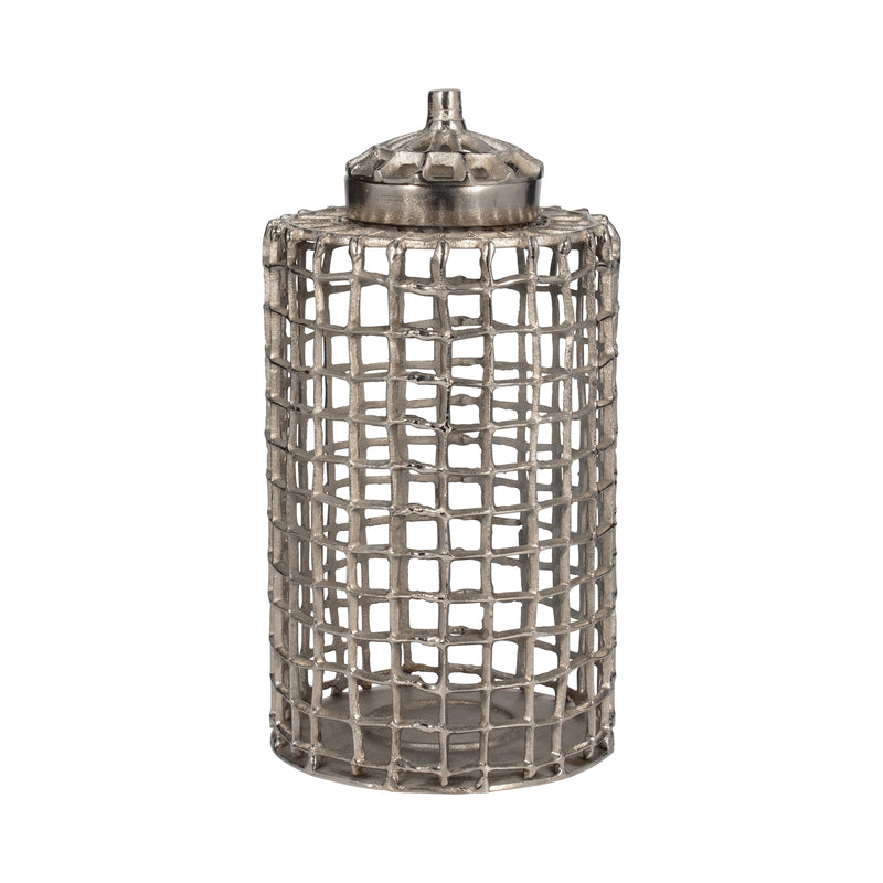 METAL, 18 LIDDED JAR, SILVER