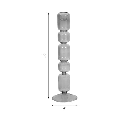 12 Mixed Bubble Taper Candleholder, Smoke