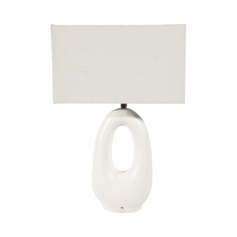 27 Open Cut-out Oval Table Lamp, White