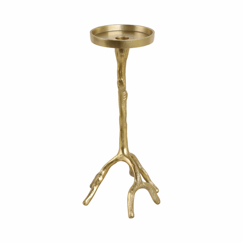 12 Roots Pillar & Taper Candle Holder, Gold