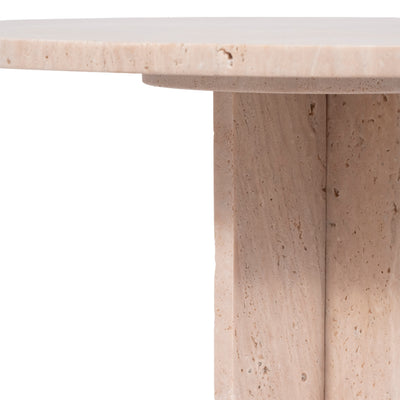 18 Travertine Accent Table Kd, Tan