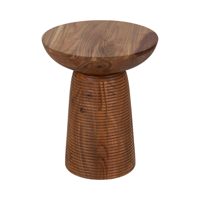 20 Grooved Base Wood Accent Table, Natural