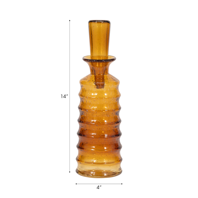 14 Clarimond Ridged Amber Glass Bottle