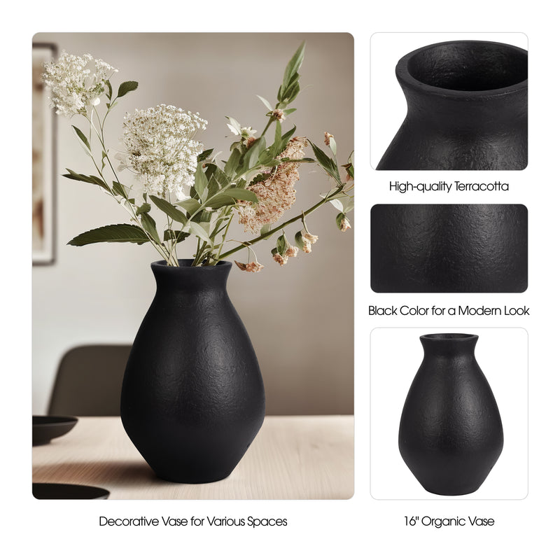 TERRACOTTA, 16 ORGANIC VASE, BLACK