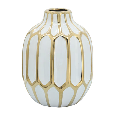 CERAMIC VASE 8, WHITE/GOLD