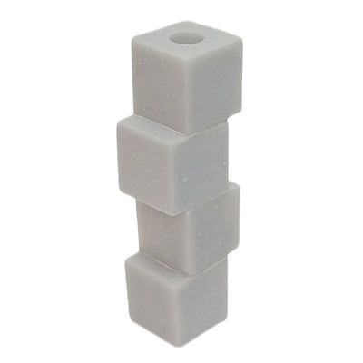 8x3 Stacked Cube Marble Taper Holder, White