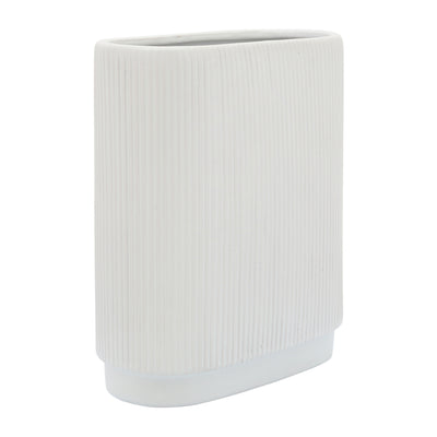 CER, 12H RIDGED VASE, WHITE