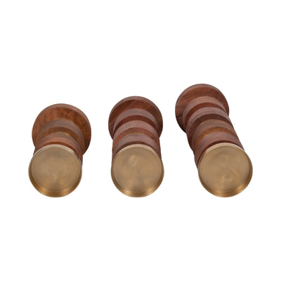 S/3 13/17/22 Hollis Wood Candle Sticks, Brown