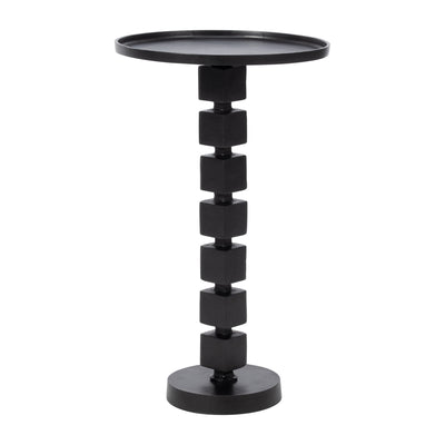 26 ALUMINUM STACKED CUBE ACCENT TABLE, BLACK