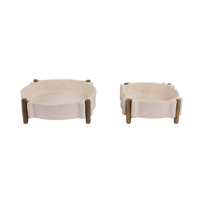 S/2 11/14 Terrace Ecomix Tray, Beige/gld