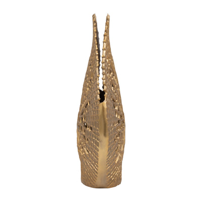 METAL, 18 CONTEMPORARY VASE, GOLD