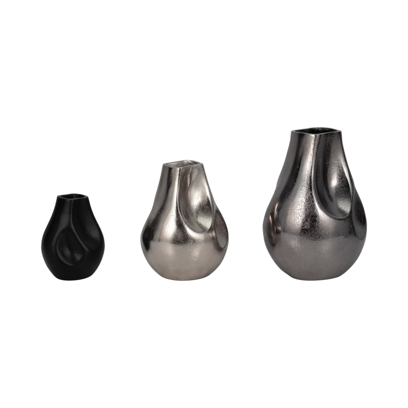 S/3 5/8/10 Jemmi Metal Cast Vases, Multi