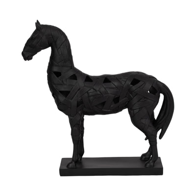 17 Horse Sculpture On Base, Black